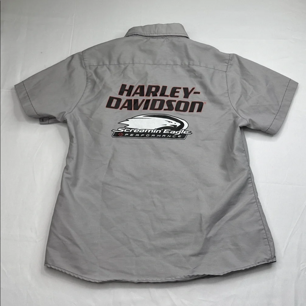 Womens Harley Davidson Screamin Eagle Performance Button Down Shirt Large L gray - Picture 1 of 8